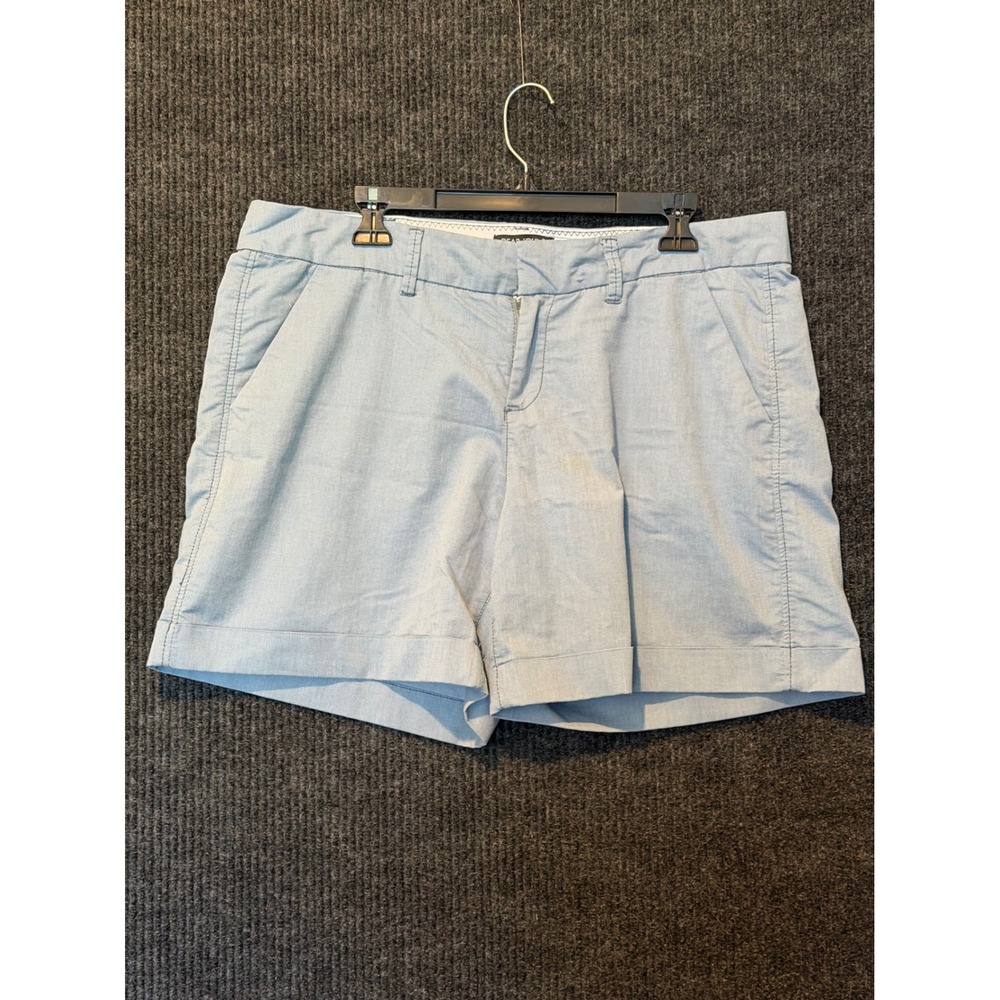 Dear John Sea Blue Textured Cuffed Shorts Size 33 Preppy Coastal Minimalist